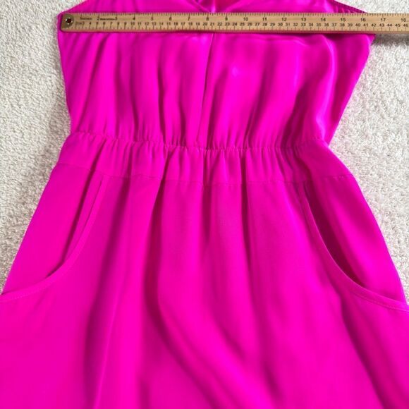 Amanda uprichard Dress Womens Size Small Satin Hot  pink silk pullover mini - Picture 7 of 11